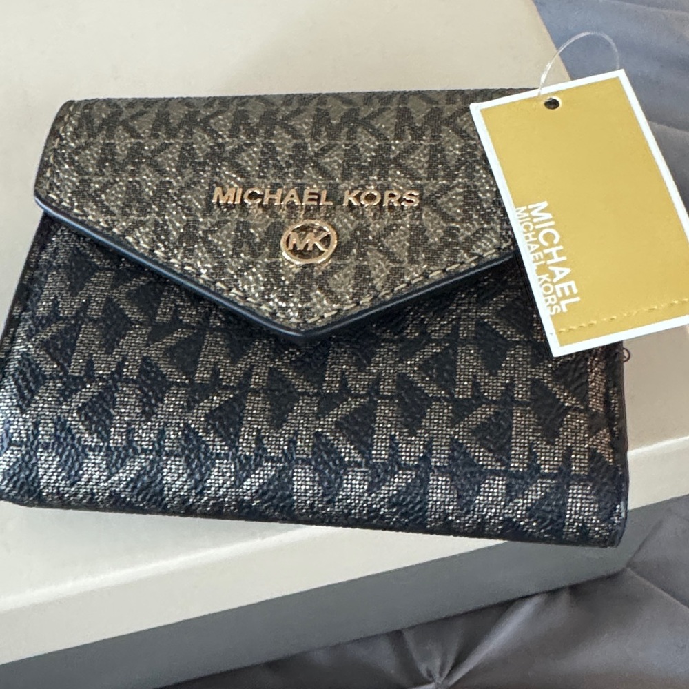Michael Kors Black and Gold Signature Wallet